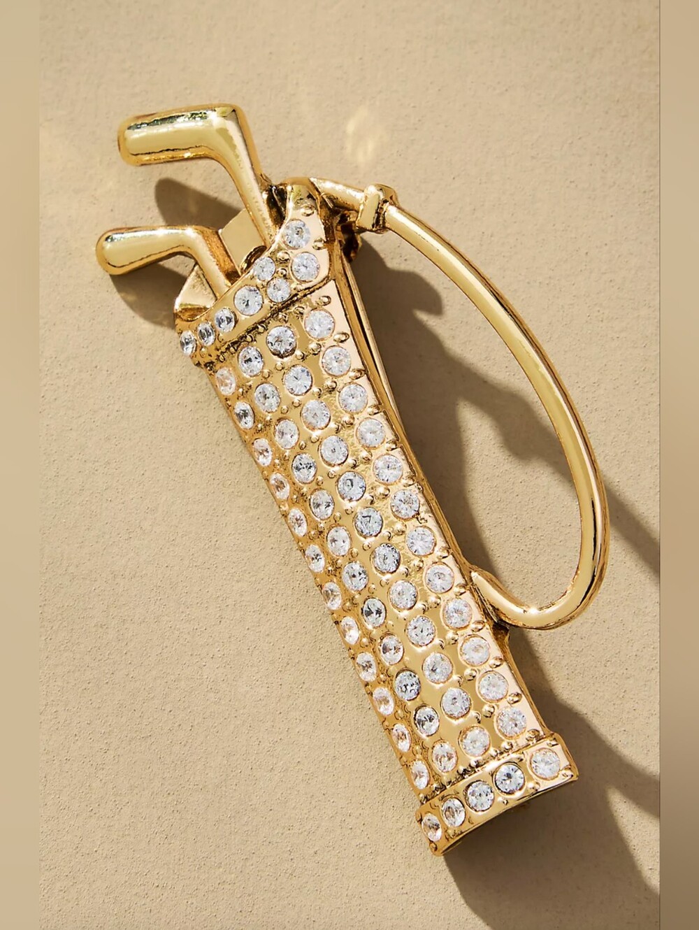 Anthropologie Gold Crystal Golf Bag Keychain Charm